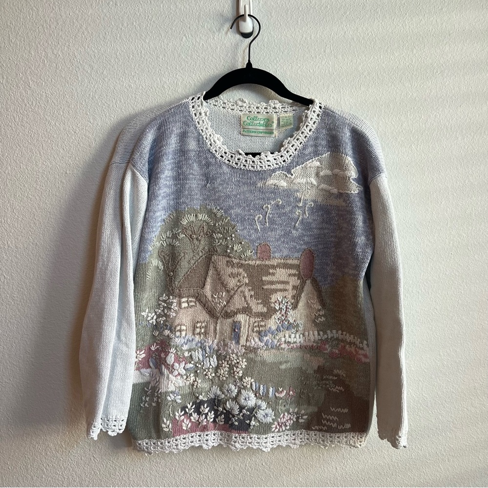Colleen’s Collectibles Vintage Cottage Floral Embroidered Grandma Sweater